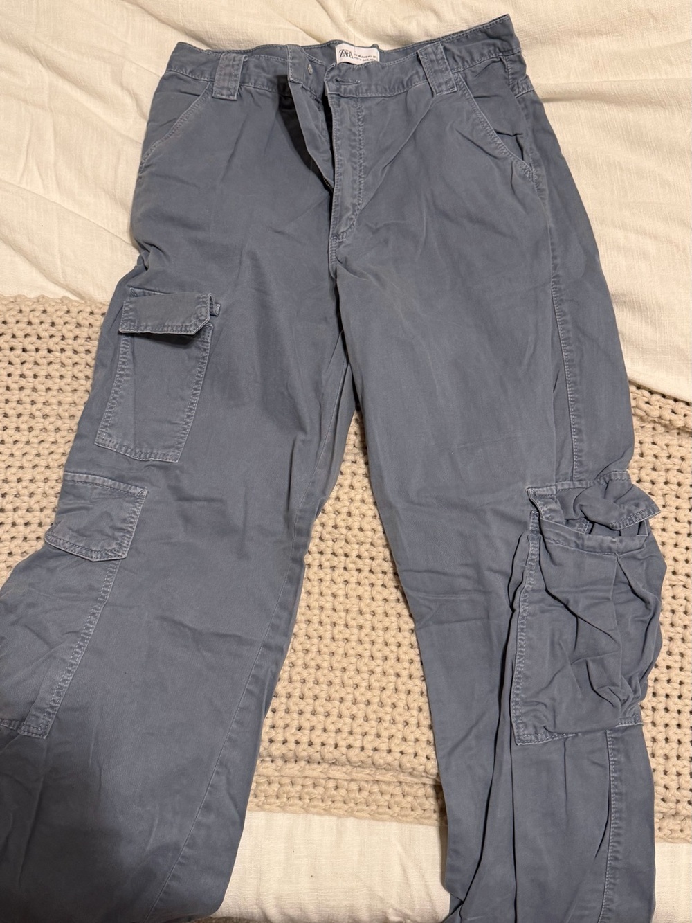 Zara Light Denim Blue Cargo Pants - Picture 2 of 4